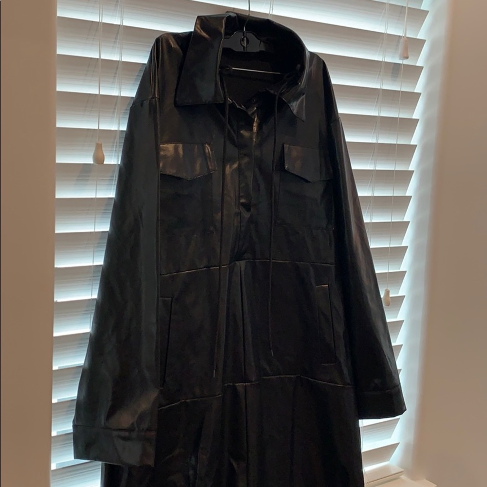 leather longline jacket